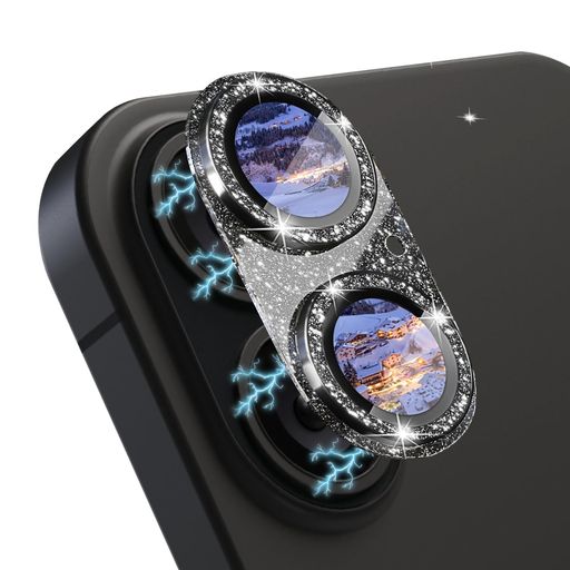 CEIBANDラインストーンカメラフィルムIPHONE16/IPHONE16PLUS対応レンズカバーカメラ保護アルミ合金縁取り+強化ガラス】キラキラレンズ保護フィルム高透過率露出オーバー防止全体保護カメラ保…