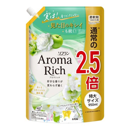 長時間にわたって香りを保つ 950mL 商品サイズ (高さx奥行x幅): 120mmx200mmx290mm ブラント名: ソフランアロマリッチ メーカー名: ライオン