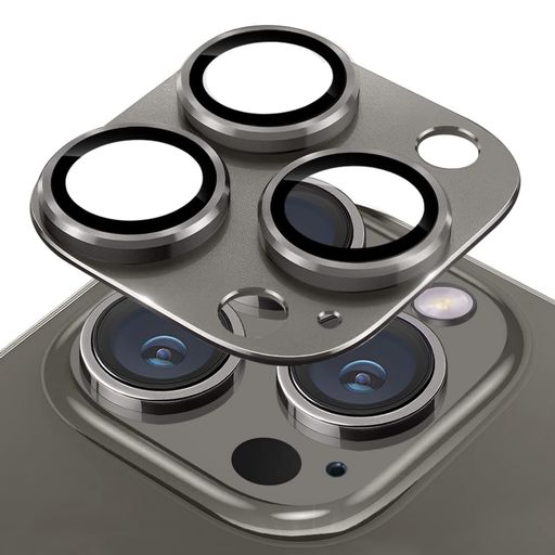 KAKUKIFORIPHONE15PRO/IPHONE15PROMAXカメラフィルムアルミ合金製+AR高透過率強化ガラスアイフォン15プロ/アイフォン15プロマックス一体型レンズ保護フィルム耐衝撃露出オーバー防止アルミ合金