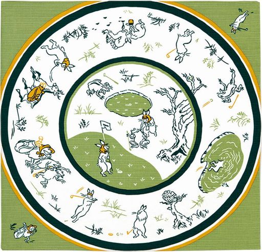 kenema小風呂敷鳥獣戯画ゴルフ50x50cm