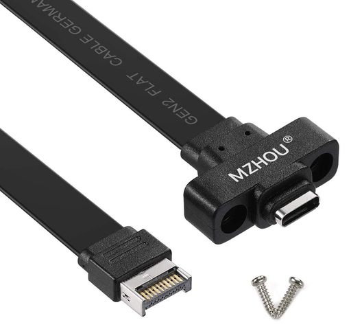 Mzhou USB 3.1 Gen2 Type-C to Type-E フロントパネル変換アダプター - 10Gbps高速転送 / マザーボード接続用 / 50cmケーブル 取り付けネジ付属 - PCケース/デスクトップ対応 (USB-C