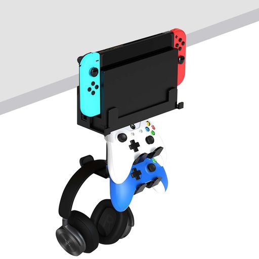 PHYIFLBEYヘッドホンスタンドゲームコントローラーホルダー3IN1収納一体型デスク下クランプSWITCH/OLED用スイッチホルダーマウントSWITCH用壁掛けゲームコントローラースタンドヘッドホン置き…