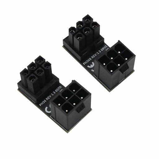 WLGQATX6ピン標準リバースタイプGPU電源アダプター、ATXメス-オスデスクトップグラフィックスカード用180度角度付きアダプター