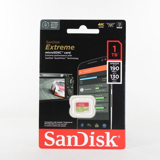 メモリー種類 :1TB microSDXCカードUHS-I U3 V30 A2 になります。ご購入前お使いになる機器に対応するかをご確認ください。 SD変換アダプターが付いておりません。SDカードとしてご使用する場合は別途にSanDisk純正のアダプターが必要です。SanDisk純正以外のアダプターをご使用すると商品を破損させる恐れがあります。ご注意ください。 大容量MicroSDにつき、フォーマット形式はexFATに指定してください。その他のフォーマット形式なら大容量ファイルのコピーが出来ませんのでご注意ください。 容量:1TB 最大転送速度:160MB/s 最大書込速度:90MB/s