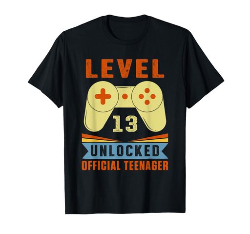 レベル13アンロックオフィシャルティーンエイジャージョイスティックゲーマーコンソールTシャツ