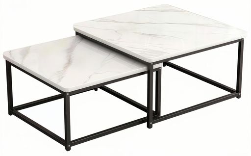 EastEamilyセンターテーブルローテーブル2個セット正方形ネストテーブル自由にレイアウトが可能金属フ..