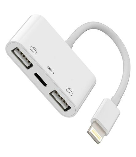 iPhone変換アダプタ(3 in 1)デュアルUSB3.0 OTG同時きゅうそく充電ライトニングアダプター アップルLightning