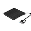 外付けCD/DVDドライブ外付けCDプレーヤーUSB3.0USB-Cアダプタ付属MAC/PC/WINDOWS11対応(ブラック)高速処理軽量薄型DVDプレーヤーバーナーライターリーダーデスクトップパソコン対応