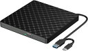 CDDVDドライブ外付けUSB3.0&TYPE-C両用ケーブルブラック外付けDVDドライブCDDVDレコCD/DVD-Rプレイヤー内蔵ケーブルWINDOW/LINUX/MACOS対応読み出し&書き込みエラー校正ZYLFN(2)