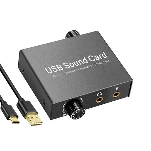 H.MAY2.0USBのサウンドカード、3.5MM港、USBの運転者自由な可聴周波音PS5、コンピュータ、パッド、SMARTPHONE、等と互換性がある外的な一定の上箱コンピュータ外的なコンバーター