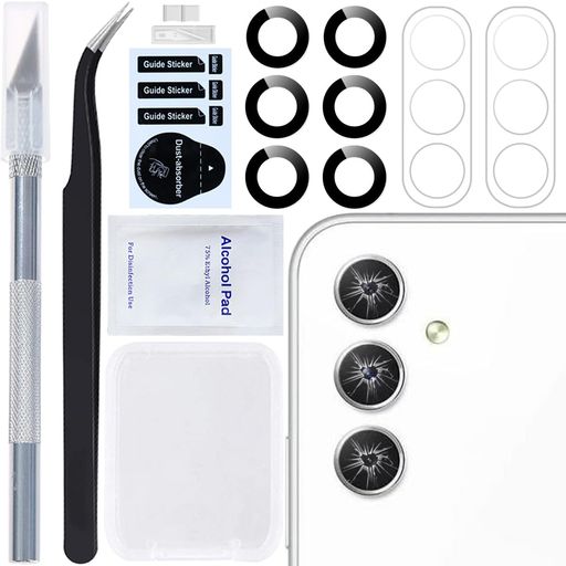 ZHUROUPU専門の修理用具(黒)とのforSamsungギャラクシーA54SM-A546BSM-A546Uのために互換性がある付着力の前取付けられているギャラクシーA54の後部背部カメラレンズのガラス取り替えのための2PCS