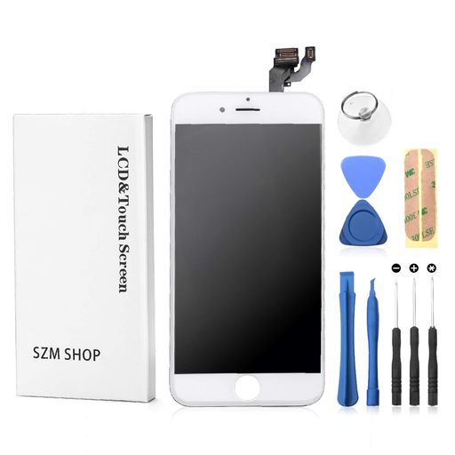 SZMIPHONE6修理交換用フロントパネルセットフロントパネル液晶パネル(スピーカー+フロントカメラ付き)修理パーツ工具付属ホームボタン付きません(6白)