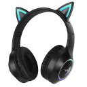 GHDVOPBLUETOOTH5.3猫耳ヘッドホンワイヤレスヘッドフォンピカピカ猫耳ヘッドセットオーバーイヤーヘッドホン遮音密閉型可愛い折りたたみ携帯便利サイズ調節可能有線無線兼用大容量バッテ…(2)