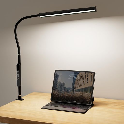 学習用デスクライト 高出力 LED で省エネ長寿命 スパークル️【外観・取り付け構造】 本製品は V 型金属放熱アルミ材とグースネックホースを採用したクリップライトです。V 型アルミ素材により放熱性を確保し、長時間使用時の熱を効率よく逃がします。グースネックホースは自由に曲げて照射角度を調整可能。クランプ式設計で、最大厚さ 6cm までの机や棚に簡単に固定できます。設置場所を選びにくく、勉強・読書・デスクワークなど多様なシーンで活用できます。 スパークル️【豊富な照明調整機能】 4 種類の色温度と 5 段階の明るさ調整に対応し、組み合わせで計 20 モードから照明を選択できます。用途や好みに合わせて光の雰囲きを調整可能です。60 分自動オフタイマー機能を搭載し、うっかり消し忘れを防ぎます。さらにメモリー機能付きで、電源を再投入した際、前回設定した色温度・明るさを保持し、毎回再設定する手間を省けます。 スパークル️【製品基本仕様】 定格総消費電力 10W、全光束 700LM、演色性 CRI93 以上、入力電圧 DC15V の LED デスクライトです。CRI93 以上の高演色により物本来の色を忠実に再現します。