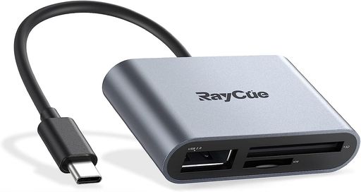 RayCue USB C - Micro SD TFメモリーカードリーダー iPad Pro MacBook Pro/Air Chromebook対応 3-in-1 USBカメラカードリーダーアダプター XPS Galaxy S10/S9 その他USB