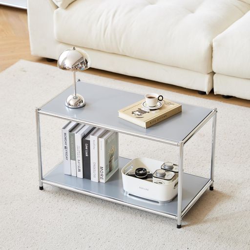 モジュール家具ローテーブルシンプリーサイドテーブルJP-258オープン棚付きモジュールデザイン幅76.7cmx奥行40cmx高さ44.5cm韓国インテリア韓国家具(グレー)