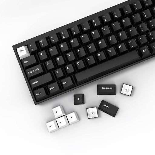 168キー キーキャップ ダブルショット PBT キーキャップ Cherry MX Gateronスイッチ 60%65%70%100%メカニカルキーボード(ブラック&ホワイト)