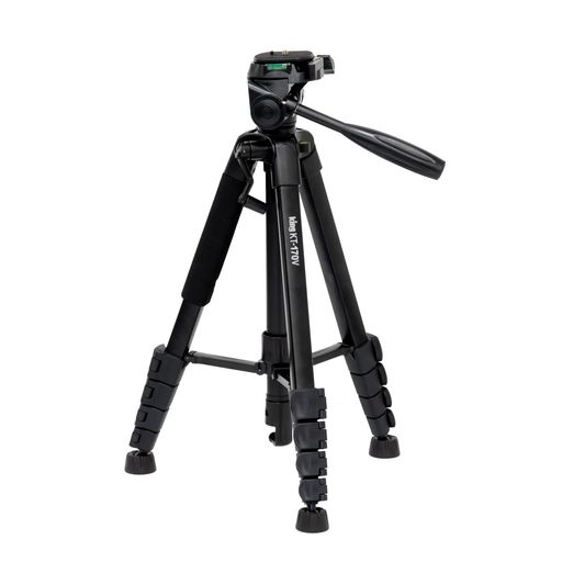 全高170cmのギア式エレベーター付アルミ中型三脚。 全高1700mmながら、収納時は480mmとコンパクトに収納可能なので、シーンを選ばずに活躍します。 持ち運びに便利なケースが付属しています。 全高(EV含む):1700mm、全高(EV含まず):1420mm、最低高:470mm、縮長:480mm、パイプ径/脚段数:23mm/5段、最大積載荷重:3kg、重量:1280g、専用ケース付