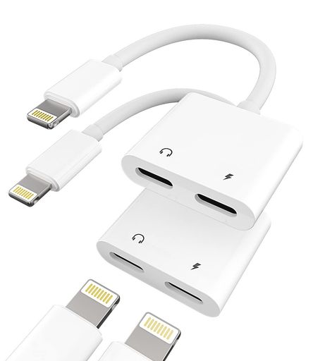 Lightningイヤホン変換アイフォン(2パック)ライトニングジャック ヘッドホン同時き...