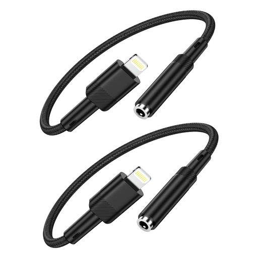 iPhoneイヤホンジャックLightning-3.5mmライトニングナイロン編み変換ケーブルHIFI音質高耐久ヘッドフ..