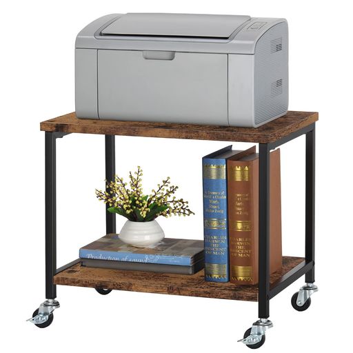 プリンター台プリンタラック机上台、キャスター付き多機能ラックプリンタースタンド机上ラック木製卓上..