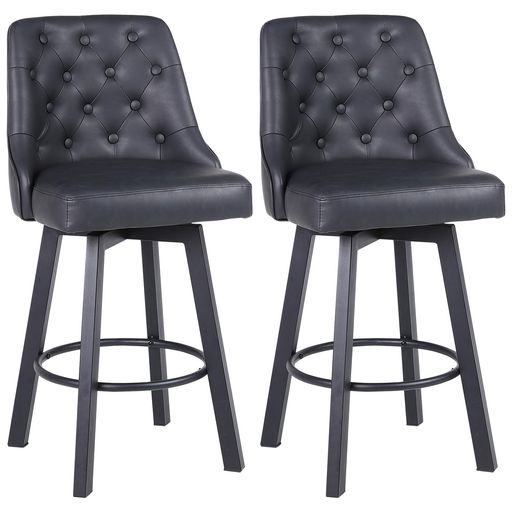 Youhauchairカウンターチェア2脚セット座面高66.5CM360°回転式バー椅子フットレスト付き撥水PUレザーメ..