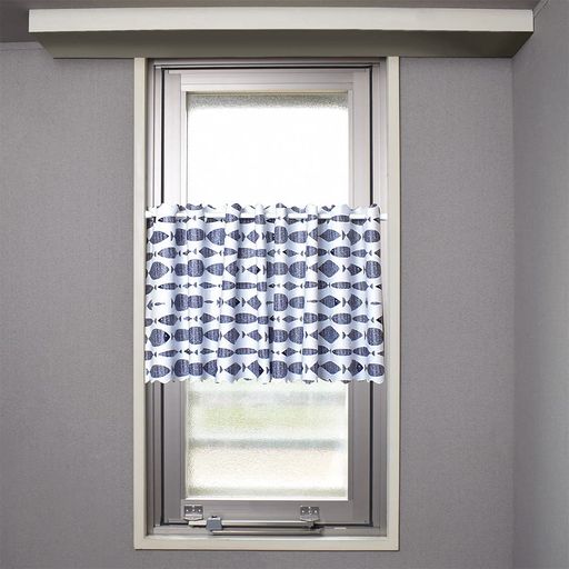 Other - スタイルデコール(STYLEDecor)カフェカーテンラミネート小窓用おしゃれ目隠し45cm丈x幅140cmお風呂マリンネイビーさかなフィッシュW4000520