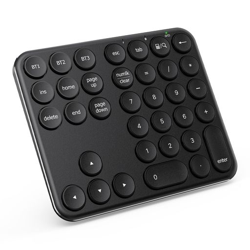 iClever テンキー Bluetooth ワイヤレス 数字 キーボード 3台接続 パンタグラフ式 金属構造 KP11 ブラック