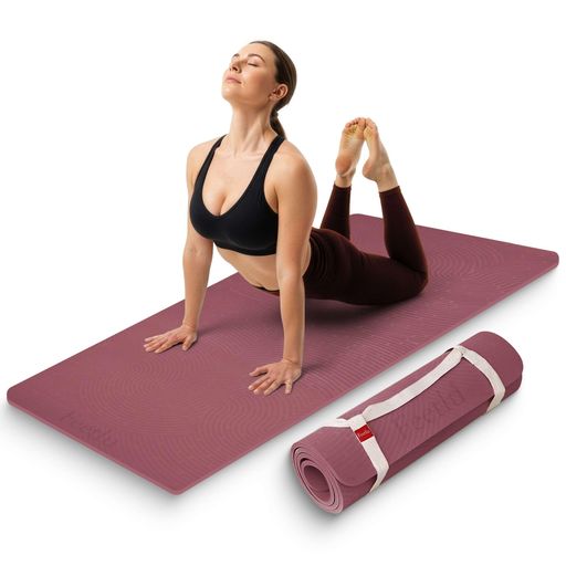 Feetlu厚手ヨガマットストラップ付き1/2インチ(12mm)-よがまつヨガマット厚め人気ストレッチマット厚手ピラティスマット