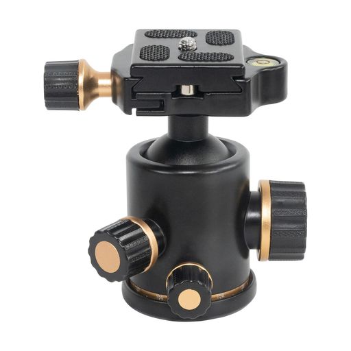 GOODRIG自由雲台360度回転可能水準器2つクイックリリースプレートアルミ合金製1/4カメラインターフェース対応3/8底面インターフェース対応安全耐荷重8KG(金)