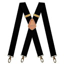 MENDENGサスペンダーメンズ高耐久スイベルフックレトロXバック調節可能なブレースブラック/スイベルフック。OneSize