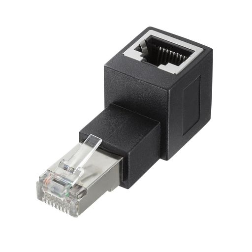 RJ-45差し込みポートの方向を90度角度変換することができる変換アダプタです。 パソコンやサーバー、LANスイッチ、ルーター、情報コンセントなどに接続して、LANケーブルの方向を90度変換できます。 10ギガビットイーサネットに対応した、カテゴリ6Aに対応しています。 耐久性の高いメタルポートを採用、ノイズ対策も万全です。 STPケーブル、UTPケーブルどちらにも使用できます。