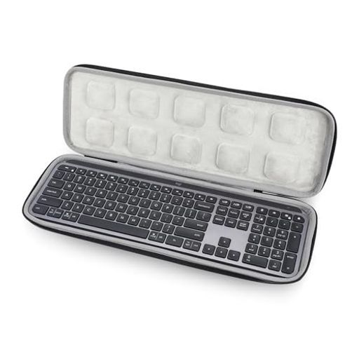 Qanuxy 羅技MX Keys とMXキーキーボードの頑丈なスーツケース、ソフトライニング付きの硬質EVA保護ハンドバッグ、ワイヤレスキーボードと付属品の防振防塵カバー