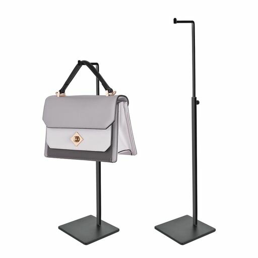Interior Design - MrMrKuraバッグスタンドディスプレイ黒2個セットL型ステンレス製スタンドフック展示用カバン帽子鞄掛けスタンド商品陳列収納撮影高さ調整可能店舗用売場オシャレ(ブラック)