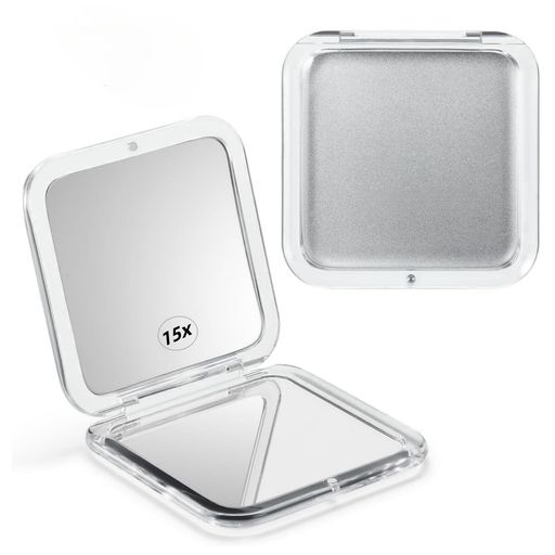 FUYULEコンパクトトラベル拡大鏡小型コンパクト15倍拡大鏡旅行用ハンドヘルド折りたたみ式&超軽量両面拡大鏡ミラー手持ち化粧品ミラー携帯用財布ミラー女性用女の子用トラベルコンパク…