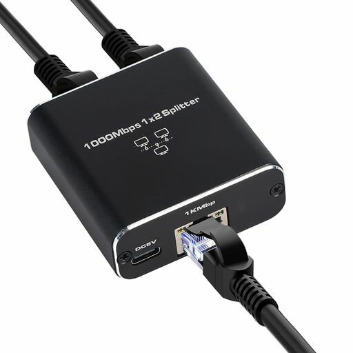 ANBER-TECH RJ45 ネットワーク スプリッター 1X2 アダプター RJ45 分配器1入力2出力 ギガビット 高速1000 MBPS CAT5 CAT5E CAT6 CAT7 CAT8 LAN分配器 RJ45 ネットワーク 拡張 2台デバイス