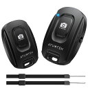 ATUMTEKカメラリモートシャッターiPhone/Androidスマホ対応(2個セット)Bluetooth5.2ワイヤレス自撮りボタン写真・動画用リモコンシャッターコントローラーリストストラップ付きブラック
