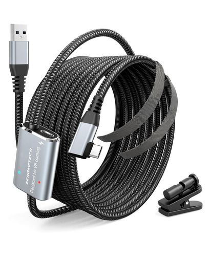 ZeroneTeck無限リンクLinkケーブル5m45W急速充電MetaQuest3S/Quest3/Quest2/Pico4/Pico4Ultraに互換性がありますナイロン編み高耐久性L字型リンクケーブルUSB3.0