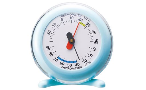 本体サイズ:φ167x35mm 製品質量:180g 測定範囲:温度/-30~50°C、湿度/10~90% 精度:温度/-20~40°Cまでプラスマイナス2°C、それ以外プラスマイナス4°C、湿度/35~75%までプラスマイナス5%、それ以外プラスマイナス10% 設置場所を選ばない小型仕様