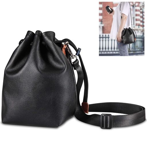 Yullmuカメラポーチ巾着カメラバッグレンズケース軽量一眼レフカメラ/デジタルカメラなどに適用防水黒L