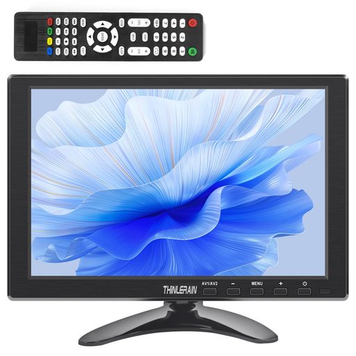Thinlerain 10.1インチモニター 小型 ディスプレイ 液晶ディスプレイ モニター/HDMI VGA AV BNC USB ポート/1920x1200/16:10/178°視野/VESAマウント/スピーカー内蔵/リモコン