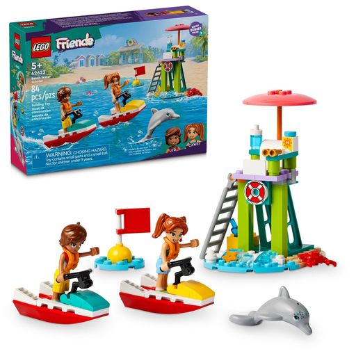 LEGOフレンズビーチウォータースクーター、ライフガードトイビルディングセット、キッズ、ビーチトイのギフトアイデア、5歳以上の女の子と男の子にミニ人形2体とイルカのおもちゃフィ…