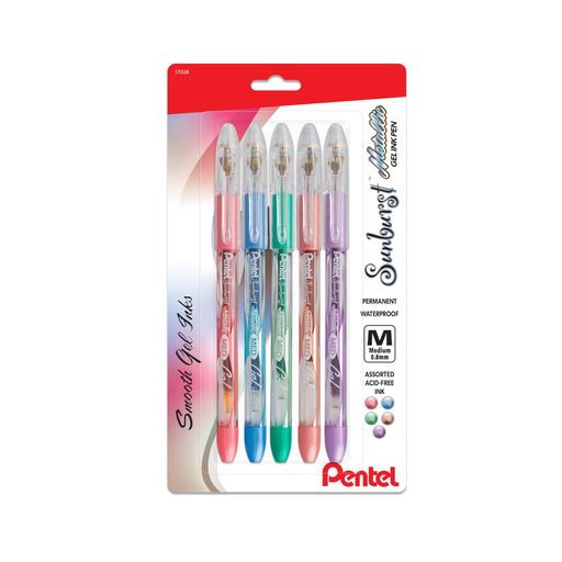 PentelSunburstメタリックゲルペン、MLinePermanentAssortedインク5パック(k908mbp5m1)アソート PentelSunburstメタリックゲルペン、MLinePermanentAssortedインク5パック(k908mbp5m1)アソート