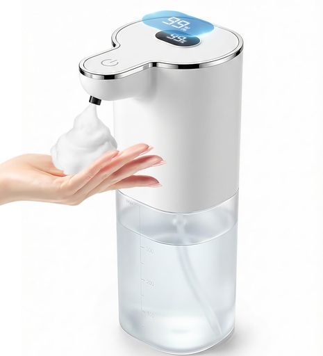 自動泡ソープディスペンサー デジタル表示搭載・吐出量6段階調節 400ml / USB充電...