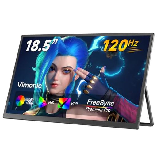モバイルモニター 18.5インチ 120Hz Vimonic ゲーミングモニター 自立型一体スタンド 大画面 モバイルディスプレイ フルHD IPS非光沢 100%sRGB ポータブルモニター VESA対応 スピーカー内蔵 サブデ…
