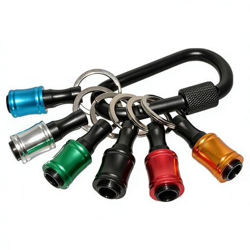 【カラフル 6 色セット 工具識別に便利】本製品はカラフルな 6 色のビットホルダーが 1 セット。アルマイト加工の綺麗なカラーで、「この色にはこのビット」と分けて管理でき、作業時にサッと目的の先端工具を取り出せて効率的です。 【幅広い工具に対応 パーツ収納にも】ビット・ドリル・ソケット・アダプターなど、各種先端工具や小さなパーツに取り付け可能。差込口は六角軸 6.35mm・丸軸 7mmに対応し、ドライバービットなど様々な工具の携帯用収納に最適です。 【アルミニウム合金製 軽量高強度】高強度アルミニウム合金を採用し、耐久性に優れています。ビットホルダー 1 個あたりの重量はわずか 11g、カラビナを含めた全体でも 82g 程度と軽く、持ち運びに負担がかかりません。 【引き上げ式 ワンタッチ着脱 高保持力】色付き部分をつまんで引くだけの引き上げ式設計で、ビットの着脱がワンタッチで可能。指で引っ張る程度ではビットが外れず、しっかり固定できる高い保持力を備えています、色がある部分をつまむ右向き矢印ビット側に引っ張る右向き矢印ビットを入れる/外す だけです。