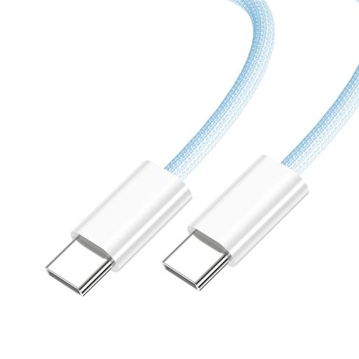chenyang USB C to C ナイロン編組ケーブル USB C PD 27W 65W 480Mbps データ充電ケーブル ブルー 携帯電話&タブレット&ノートパソコン用 1.0m