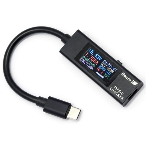 ルートアール 双方向・メタル筐体・多機能表示 USB Type-C電圧・電流チェッカー (ケーブル付きモデル) RT-TC5VABK