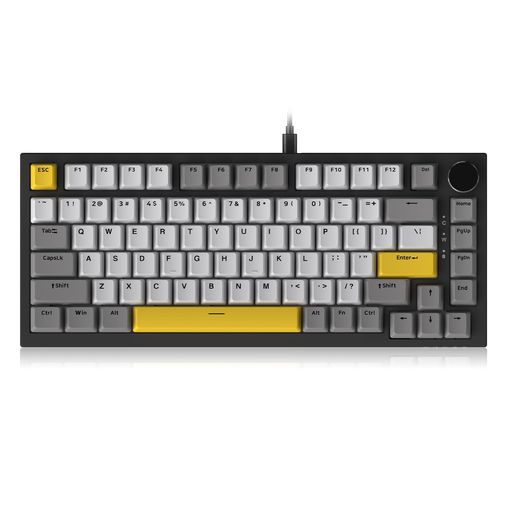 FIRSTBLOODxAJAZZAK82075%有線GASKET構造メカニカルキーボード海塩軸メタルノブプログラム可能なRGBホットスワップキーボード.(AK820明月軸黒灰黄) FIRSTBLOODxAJAZZAK82075%有線GASKET構造メカニカルキーボード海塩軸メタルノブプログラム可能なRGBホットスワップキーボード.(AK820明月軸黒灰黄)