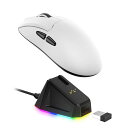 LTCGM022超軽量3モードワイヤレスゲーミングマウス、RGB充電ドック付き、PAW339526KDPIセンサー、55G軽量人間工学に基づいたBluetoothゲーミングマウス、5つのプログラム可能なボタン、8000